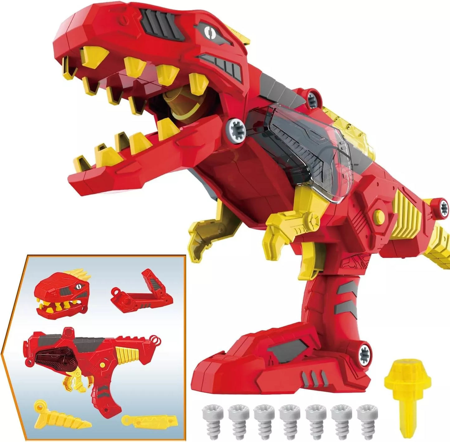 3-in-1 Transforming Dinosaur Toy Blaster - Lights & Sound - Large Full Size Kids