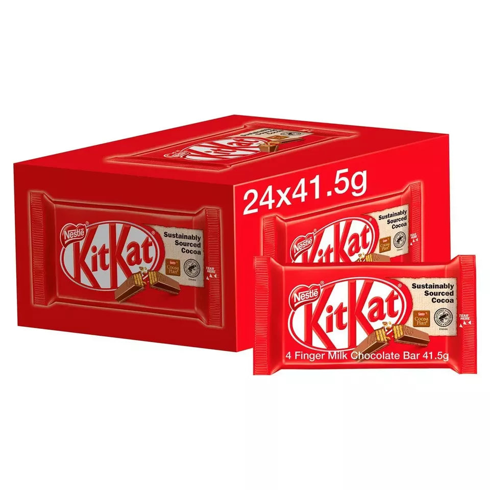 Kit Kat 4 Finger Milk Chocolate Bars 41.5g (Pack of 24) | Bulk Buy