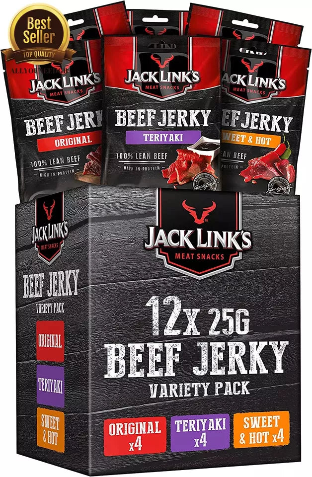 Jack Links Beef Jerky Original, Sweet & Hot, Biltong, Teriyak Pack Weight 20-25g