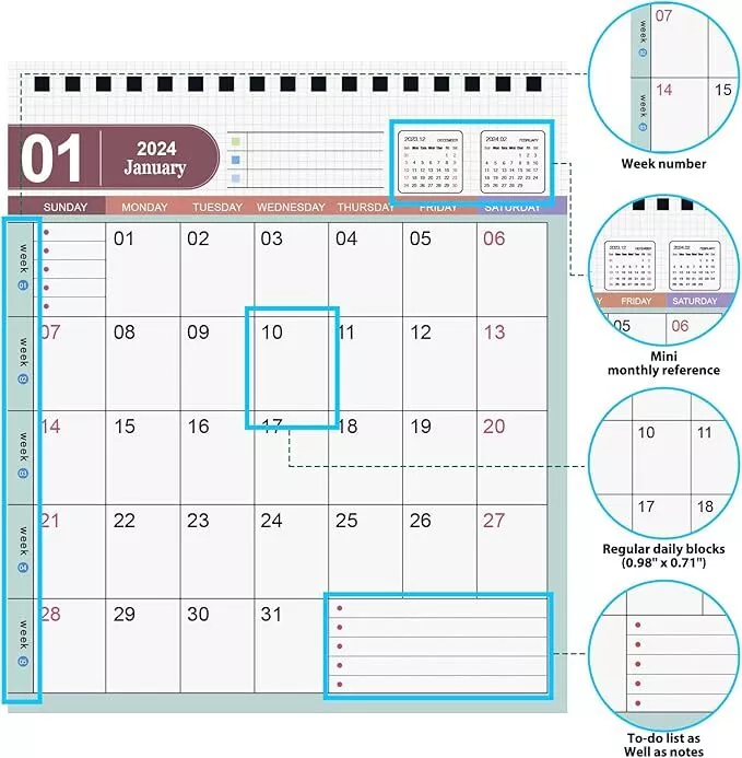 2024 Desk Calendar Flipping Standing Small Desktop Calendar Planner Portable