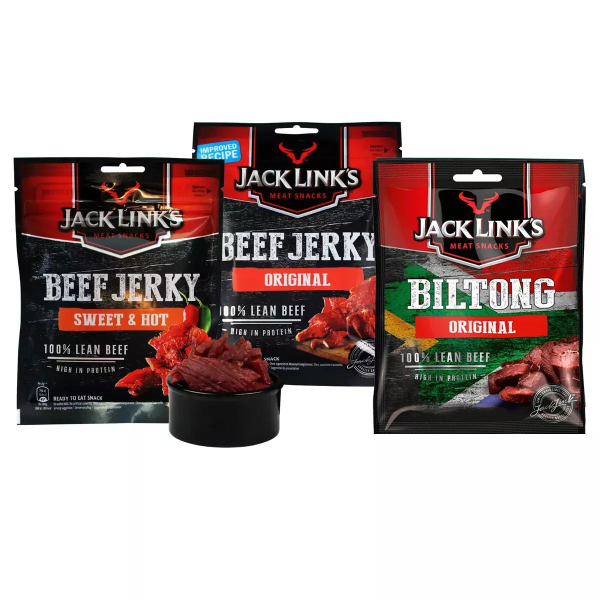 Jack Links Beef Jerky Original, Sweet & Hot, Biltong, Teriyak Pack Weight 20-25g