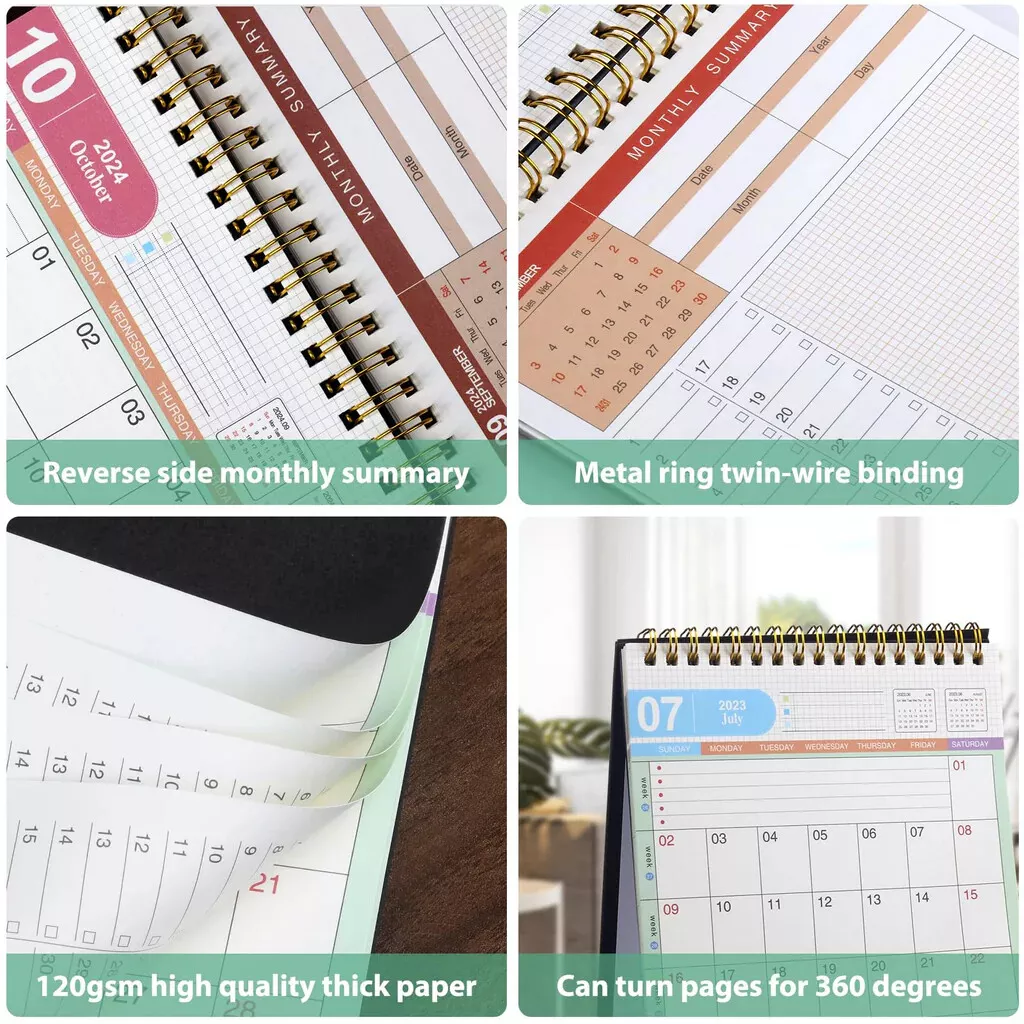 2024 Desk Calendar Flipping Standing Small Desktop Calendar Planner Portable