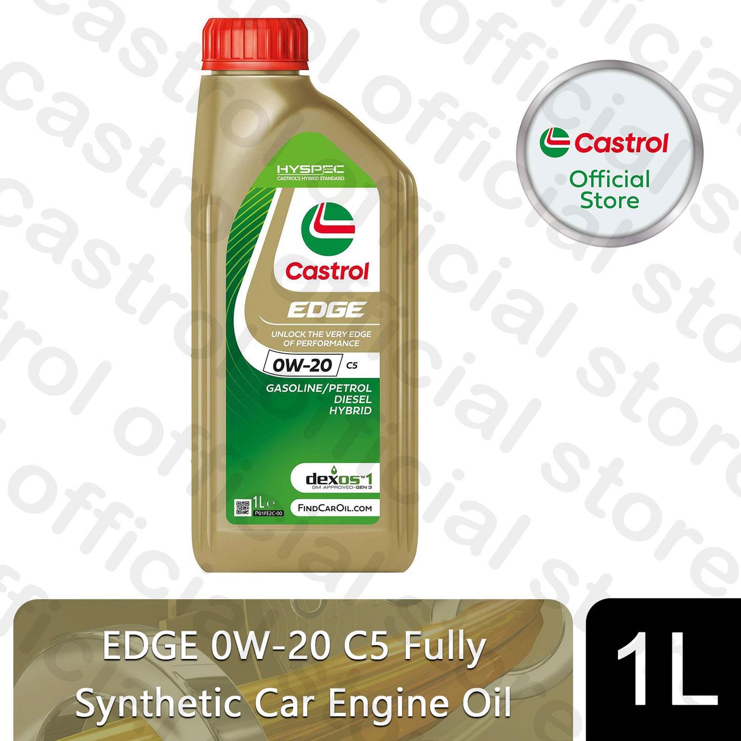 Castrol EDGE 0W-20 C5 Fully Synthetic Engine Oil with Hyspec Standard, 1L or 4L