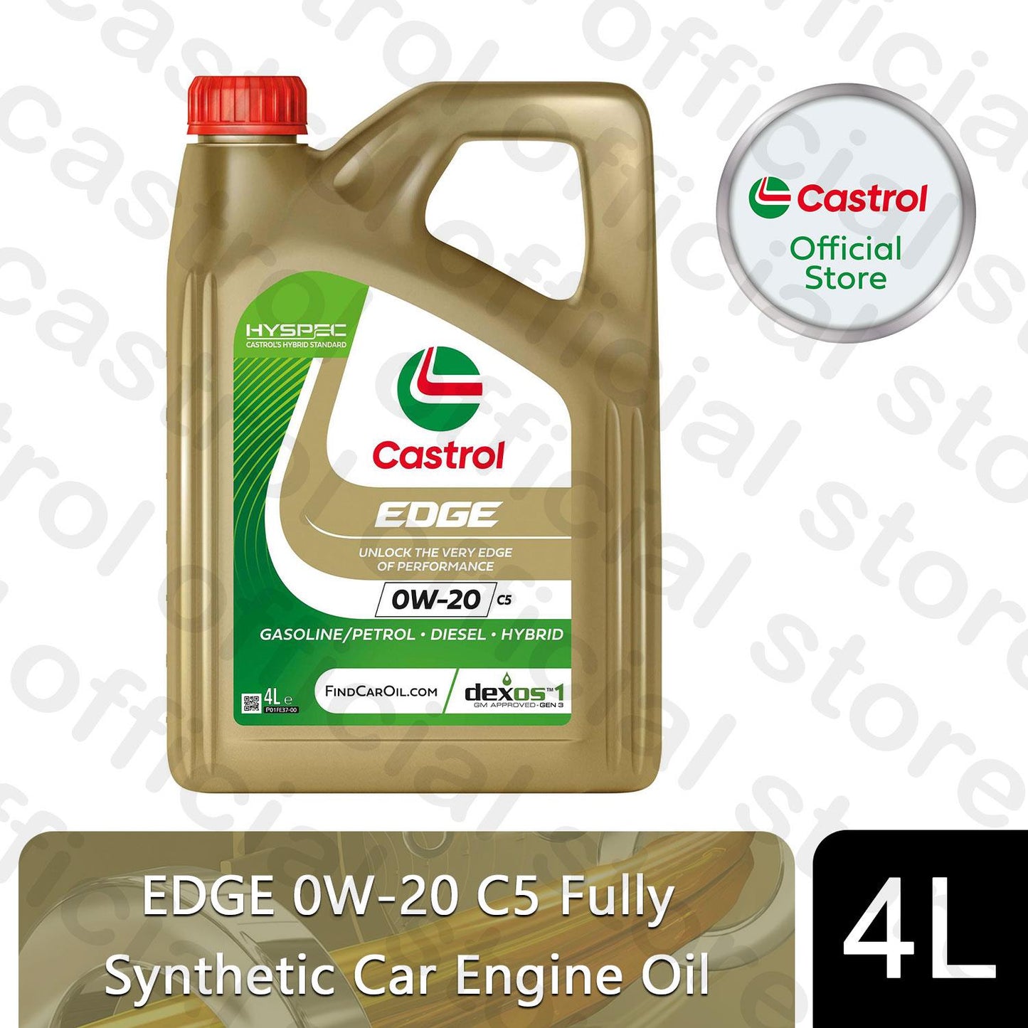 Castrol EDGE 0W-20 C5 Fully Synthetic Engine Oil with Hyspec Standard, 1L or 4L