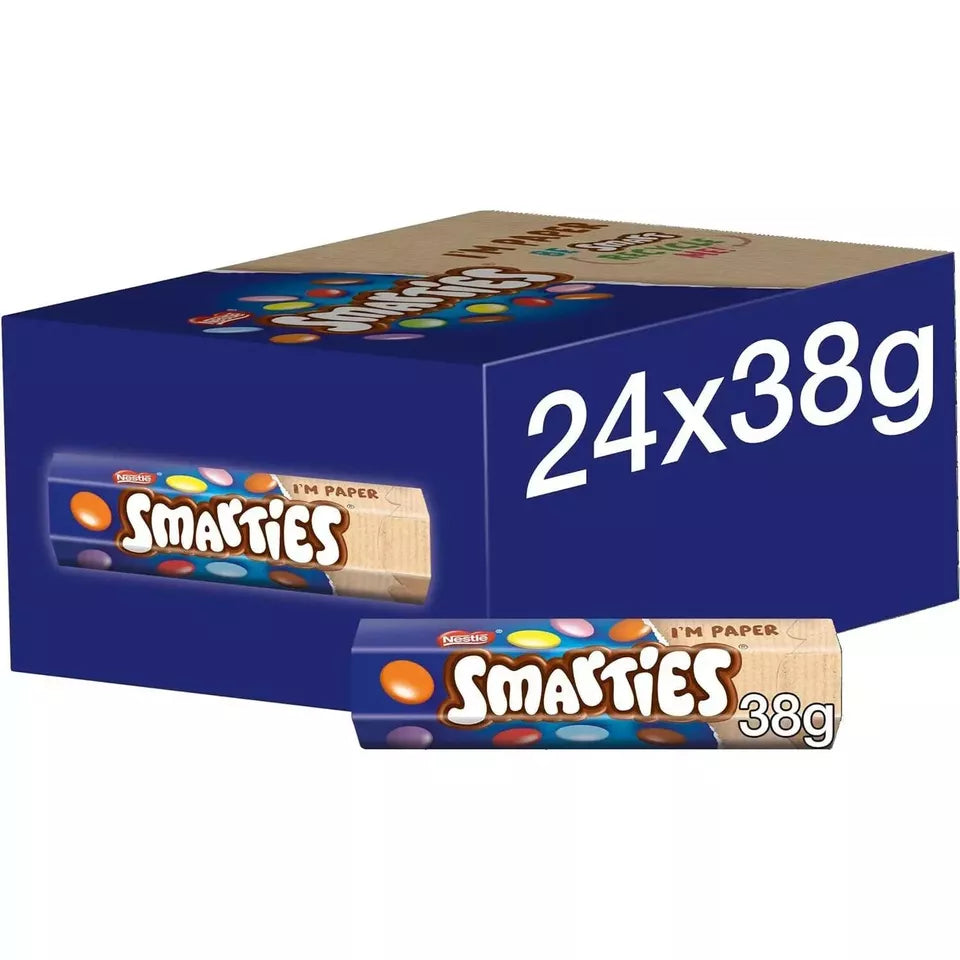 Smarties Milk Chocolate Tubes 38g (Pack of 24) | Bulk Buy