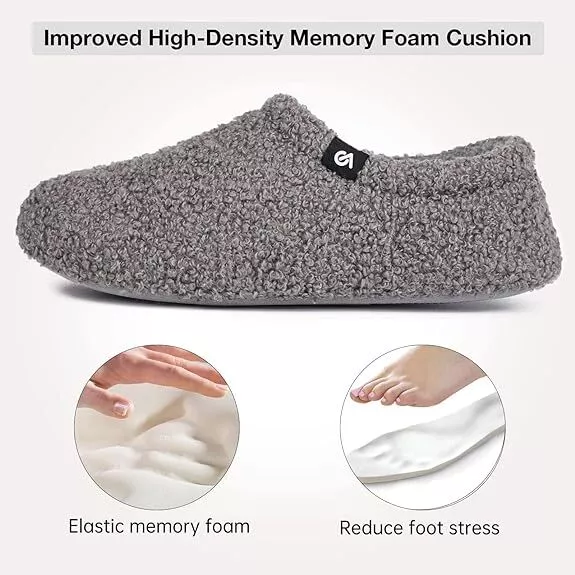 Women's Fuzzy Curly Fur Memory Foam Loafer Slippers Bedroom House Ladies Shoes