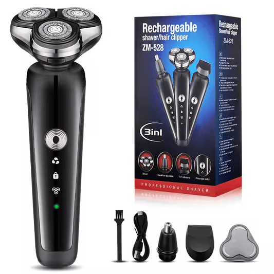 3-in-1 Men's Mini Rotary Electric Shaver - Waterproof USB Rechargeable Beard Tri