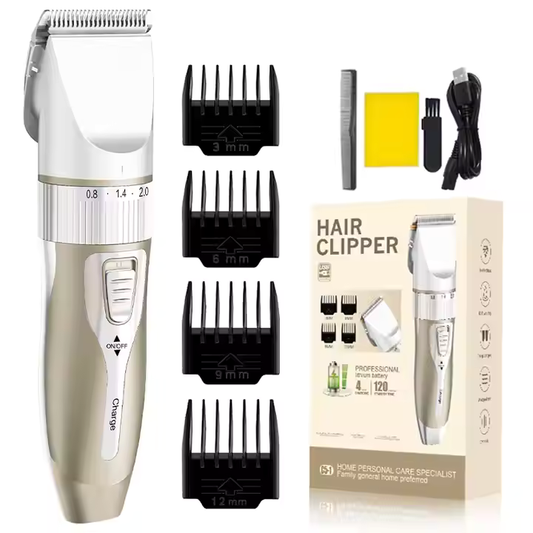 Ceramic Cutter Head Skin Safe Hair Clipper - USB Chargeable, LED Light, Electric