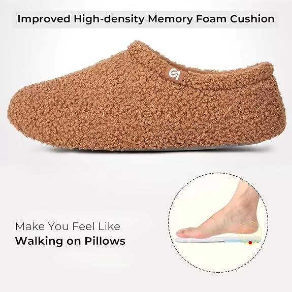 Women's Fuzzy Curly Fur Memory Foam Loafer Slippers Bedroom House Ladies Shoes