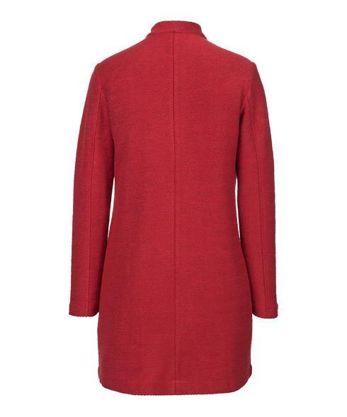 BRAX Romy Women's Long Burgundy Cotton Coat Open Front with Pockets