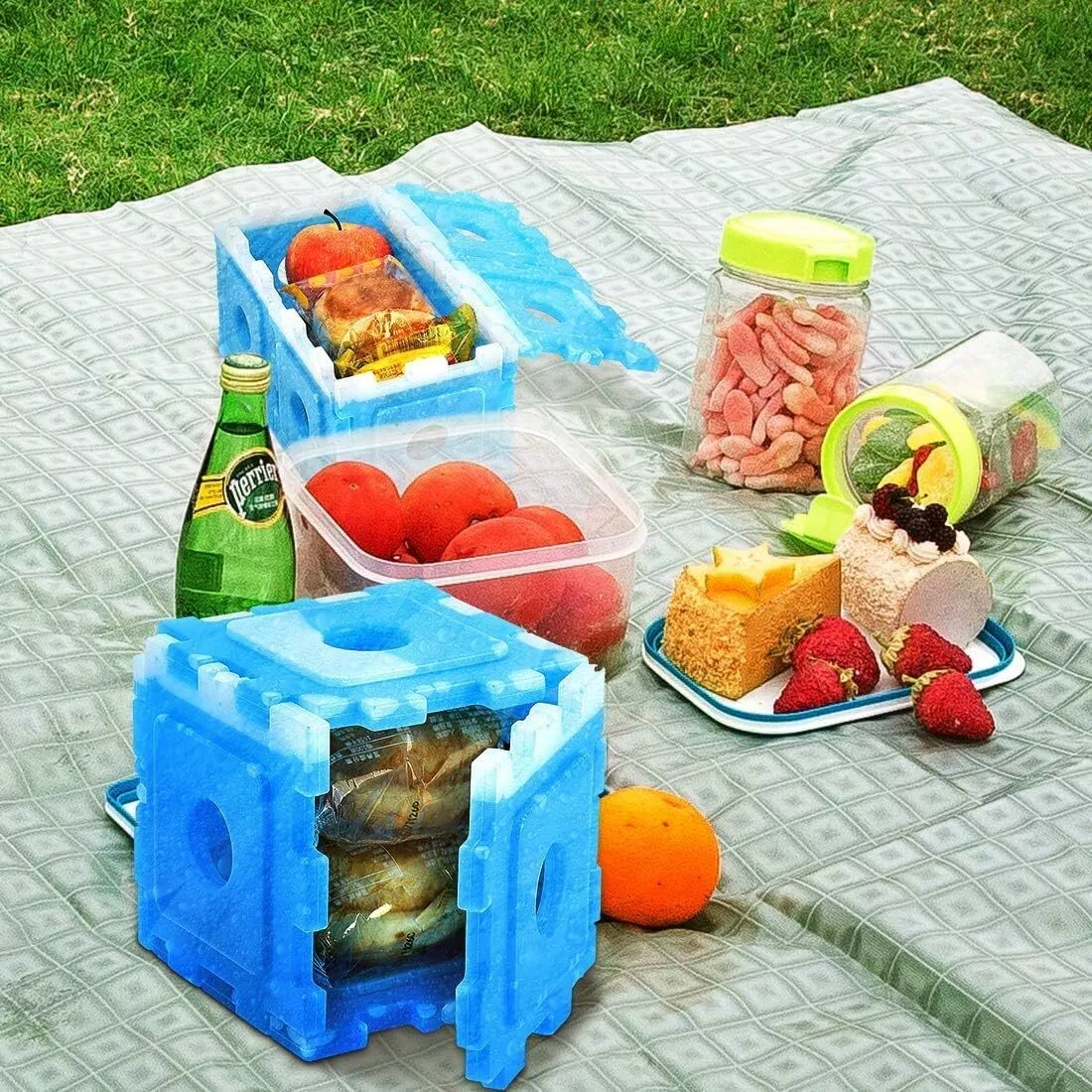 Reusable Ice Blocks Freezer Cooler Bag for Picnic, Lunch, Travel - 6 Pack Blocks