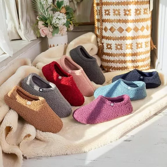 Women's Fuzzy Curly Fur Memory Foam Loafer Slippers Bedroom House Ladies Shoes