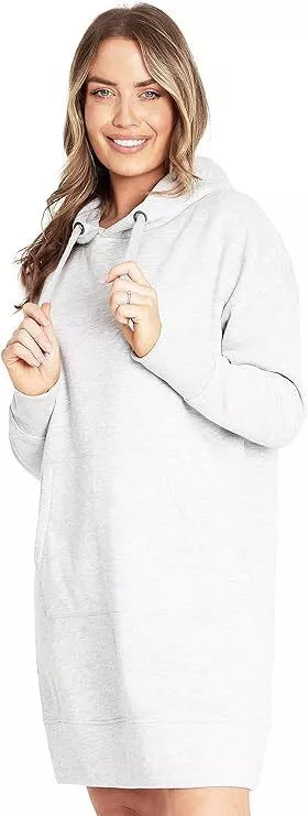 Ladies Hoodie Dress Long Jumper for Women Casual Sweat Dress Oversize Pullover S