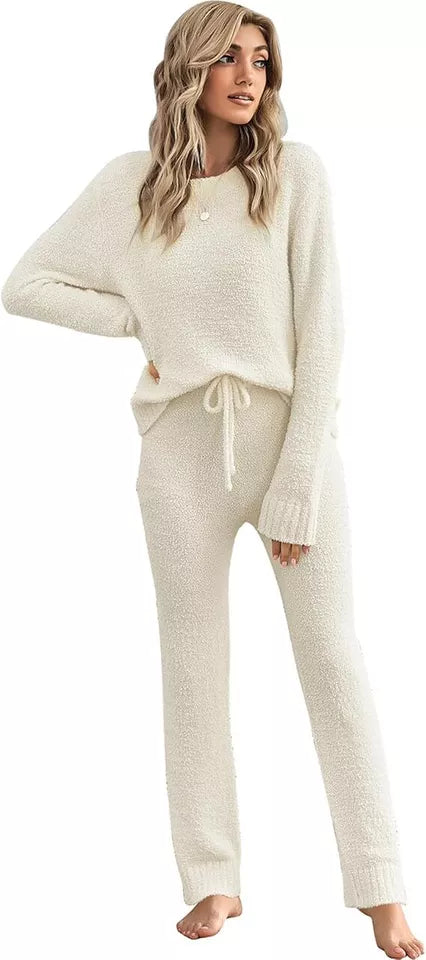 Luvamia Luxury Women’s Plus Loungewear Set 2-Piece Fleece Knit Pyjama Outfit