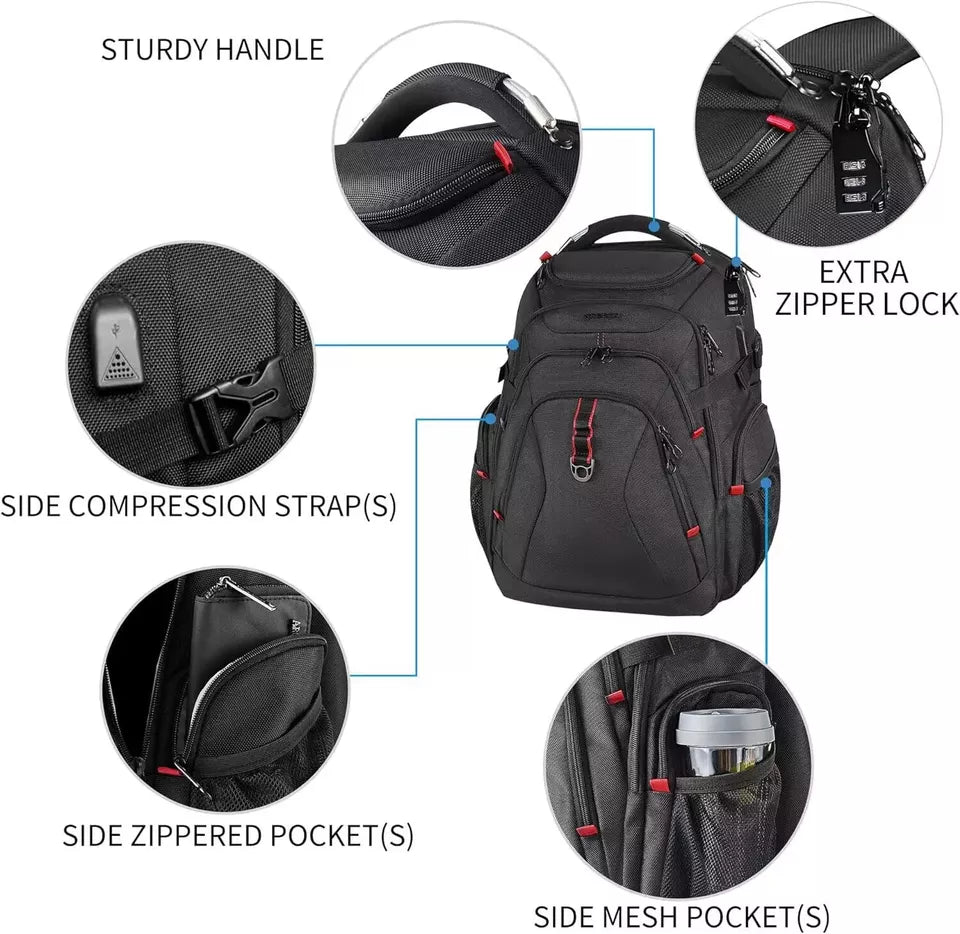 KROSER Travel Laptop Backpack 17.3 Inch XL Computer with Hard Shell Saferoom Bag (Used)