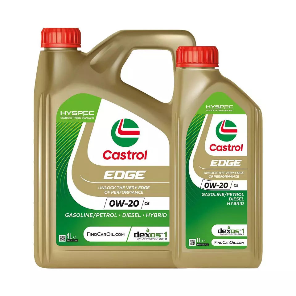 Castrol EDGE 0W-20 C5 Fully Synthetic Engine Oil with Hyspec Standard, 1L or 4L