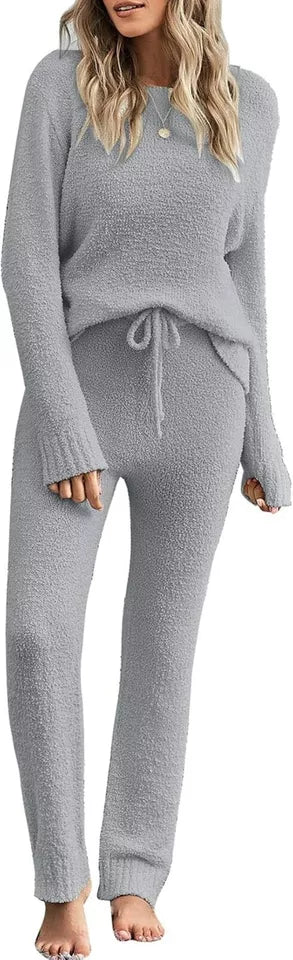 Luvamia Luxury Women’s Plus Loungewear Set 2-Piece Fleece Knit Pyjama Outfit