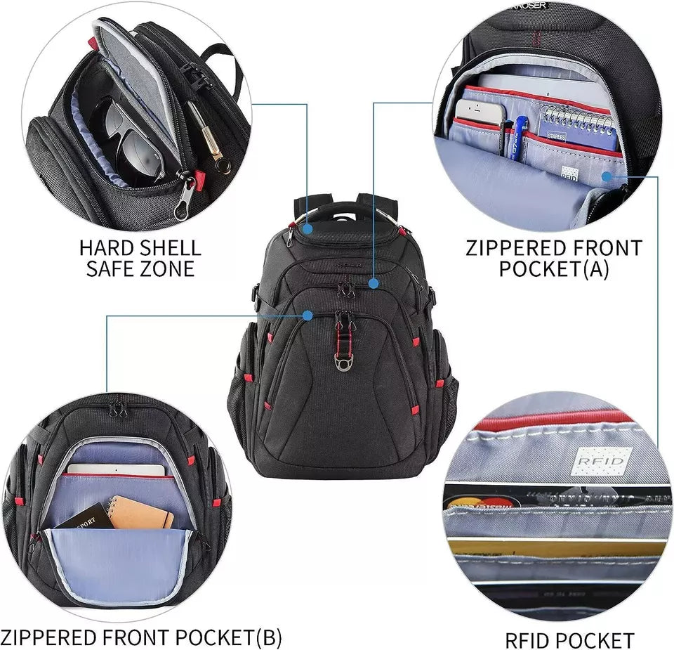 KROSER Travel Laptop Backpack 17.3 Inch XL Computer with Hard Shell Saferoom Bag (Used)