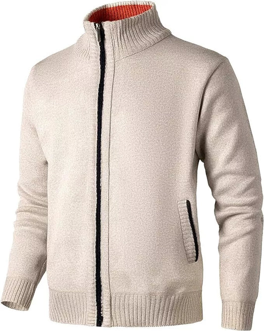 Mens Fleece Lined Cardigans Full Zip Sweater Jumper Casual Knitted Jackets