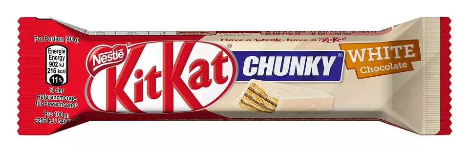 Kit Kat Nestle KitKat Chunky White Chocolate Wafer Biscuit Bars 40g (x24 bars)